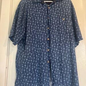 Men's Blue Patterned Button up Shirt